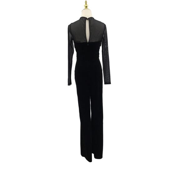 LULU'S XXS Black Edgy Charisma Cutout Long Sleeve Velvet Jumpsuit NEW 0B12 - Picture 4 of 11